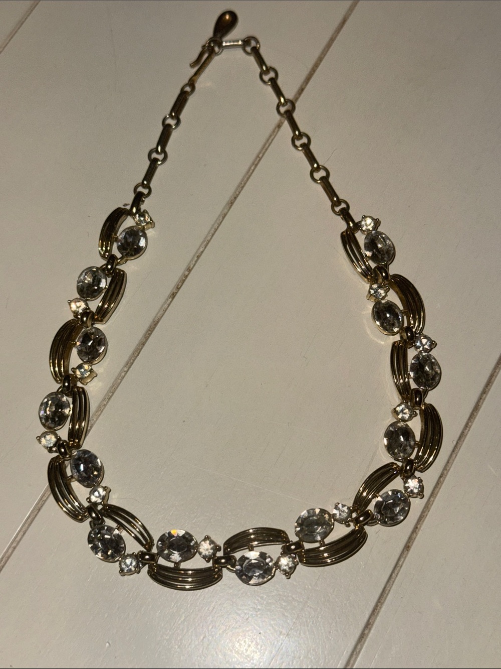 16" Gold-Tone Crystal Statement Necklace - Unbranded